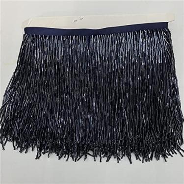 Imagem de 2 metros/lote Bead Tassel Tassels Trim Lace Fringe 15 cm de largura para acessórios DIY Home Textile Dance Ribbon, Navy, 2 Metros