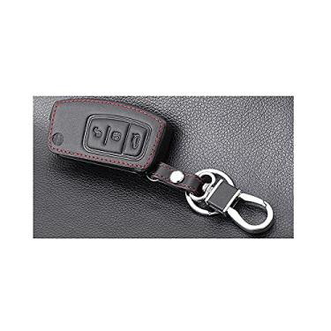 Imagem de CSHU Porta-chaves em couro Porta-chaves para carro, capa adequada para Ford Focus 2 3 4 MK2 MK3 MK4 Kuga Edge Mondeo Fusion Ecosport Fiesta, 3