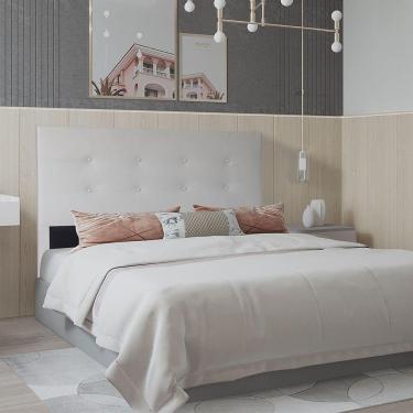 Imagem de Cabeceira Casal 1,60m Berlim Corino Branco