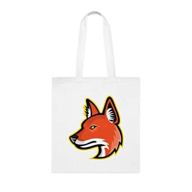 Imagem de Dhole ou mascote de cachorro selvagem asiático, presente de cachorro selvagem dhole ou asiático, ideia de , bolsa de ombro, sacola reutilizável, Branco