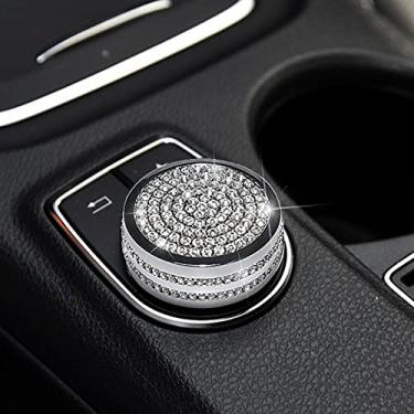 Imagem de Adesivo de strass decoion com botão de controle multimídia automotivo acessórios de acabamento brilhante adequado para Mercedes Benz C E GLA CLA GLK ML GLE