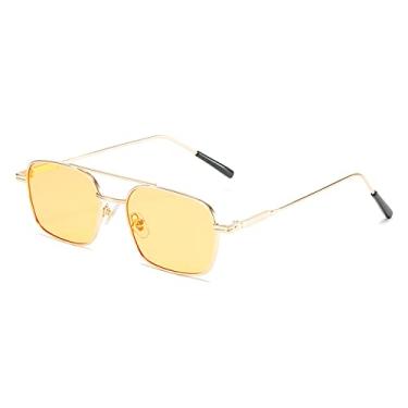 Imagem de Óculos de Sol Masculino Feminino Retro SteamPunk Estilo Armação de Metal Lente Colorida Óculos de Sol Moda Óculos Gafas Sol Mujer Uv400, C5 Amarelo, Tamanho Único