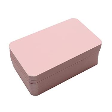 Imagem de Sowaka 100 peças mini cartões em branco pequeno canto redondo papelão flash palavras mensagens notas etiquetas de índice de negócios cartões para presente aprendizagem de idiomas arte artesanato suprimentos (rosa)