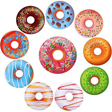 Imagem de 50 peças de recorte de donuts tema de donuts recortes de festa coloridos meados do século mod donuts doces rosquinhas recortes de quadro de avisos com pontos de cola para decoração de quadros de avisos da escola em sala de aula