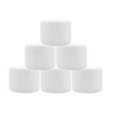 Imagem de XINGZI 6 frascos de cosméticos de plástico branco de 250 ml 250 g com forros internos e tampas de cúpula para recipientes de maquiagem recarregáveis, estojo de vaso para óleos de esfregão, cremes labiais, loções e acessórios para unhas