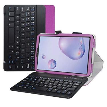 Imagem de Bige Capa para teclado Galaxy Tab A 8.4 2020, capa de couro PU com teclado sem fio Romovable para tablet Samsung Galaxy Tab A 8.4 2020 -T307 (Verizon/T-Mobile/Sprint/AT&T), roxo