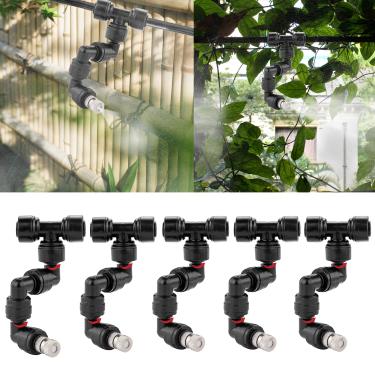 Imagem de CozyCabin 5 peças de sistema de resfriamento de névoa conectores pulverizadores de água, bocais de névoa ajustáveis de aço inoxidável para animais de estimação répteis animais de jardim ecológicos animais de jardim ao ar livre estufa