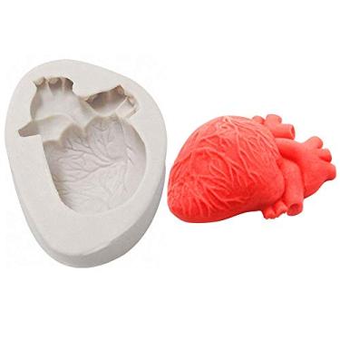 Imagem de Halloween 3D Coração humano Órgão Silicone Chocolate Jello Shot Molde Bolo Decoração Ferramenta Sabão Vela Molde de resina