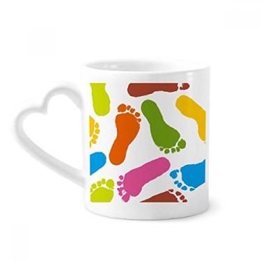 Imagem de Pegada colorida, estilo moderno, pôster, caneca, café, cerâmica, copo de coração de vidro