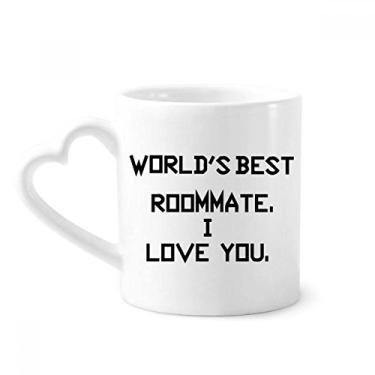 Imagem de World Best Roommate I Love You Caneca de café cerâmica copo de coração de vidro