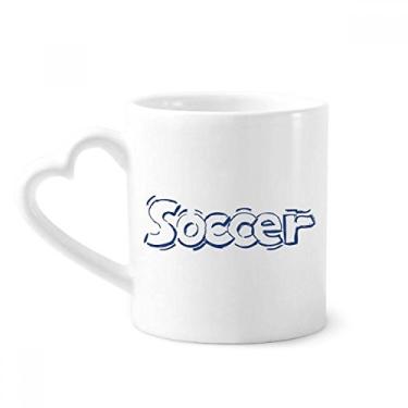 Imagem de Caneca com estampa frontal de futebol azul café cerâmica copo de coração de vidro