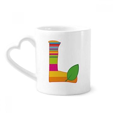 Imagem de L Alfabeto laranja fruta fofa na estampa caneca café cerâmica copo de coração de vidro