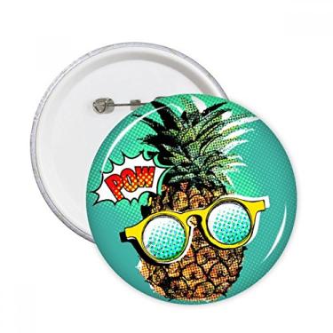 Imagem de Broche redondo estilo American Comic Abacaxi Frutas Redondo Emblema Acessório Decoração 5 peças