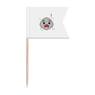 Imagem de Bandeiras de palito de dente de rosto com expressão, marca de rotulagem para bolo de festa, prato de queijo