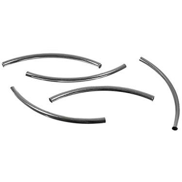 Imagem de West Coast Paracord Contas de tubo curvo de 50 mm – Miçanga espaçadora de tubo redondo – 50 x 2 mm – Joias e artesanato (cobre prata, pacote com 10)