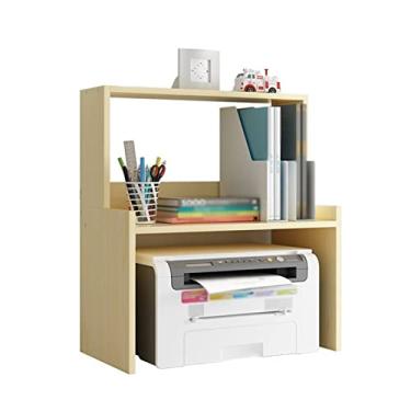 Imagem de KIZQYN Suporte de impressora Prateleira de armazenamento de mesa de escritório com copiadora de agulhas multifuncional de camada dupla suporte de armazenamento doméstico Impressora de mesa (Cor: B)