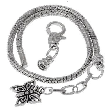Imagem de Pulseiras de corrente de cobra estilo europeu com fecho lagosta RUBYCA, Model 108 Silver, 19 CM, 10