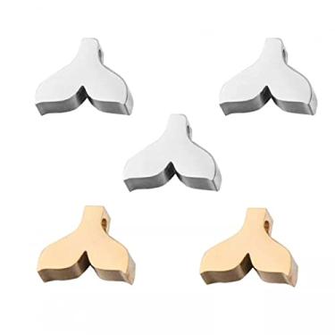 Imagem de CNBPIC 5Pcs Aço Inoxidável Sereia Cauda de Peixe Pulseira Charme Pingente Corrente Colar Para Joias Diy Fazendo
