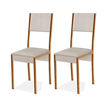 Imagem de Conjunto 2 Cadeiras Steel Estilo Industrial Pés em Aço Cor: Cobre/Bege