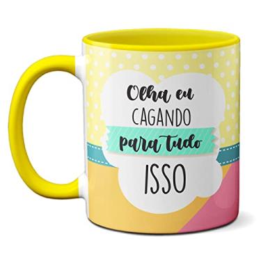 Imagem de Caneca Fofa Lhama Alongando Olha Eu Cagando Pra Tudo Isso (Amarela)