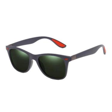 Imagem de Oculos De Sol Escuro Polarizado Masculino Quadrado Cinza Uv 400Nm Vint