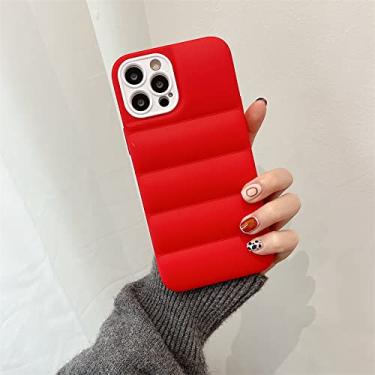Imagem de Matte The Puffer Case para iPhone 14 13 12 11 Pro Plus XS Max X XR 7 8 Down Jacket Mobile Phone Shell Soft Silicone Funda,RD,For iPhone 13 Pro