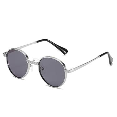 Imagem de Óculos de sol masculino/feminino UV400 Lunette Soleil Homme Óculos de sol retrô masculino redondo Vintage, 3, tamanho único