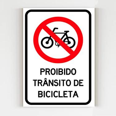 Imagem de Placa de aviso proibido transito de bicicletas sinalização