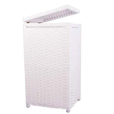 Imagem de Cesto De Roupa Fibra Sintética 45 Litros Roupeiro 30x30x60 (Branco)