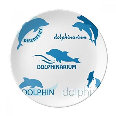 Imagem de Prato de Biologia Golfinho Azul Oceano Decorativo Porcelana Salver Prato de Jantar