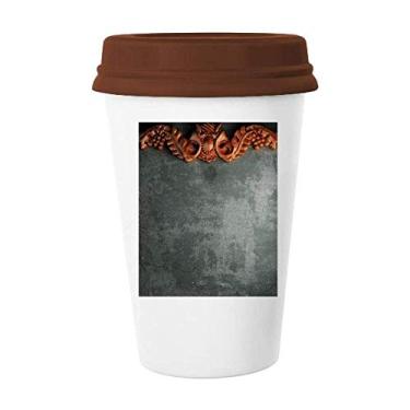 Imagem de Caneca cinza de cimento mogno com padrão de ornamento caneca de café copo de cerâmica