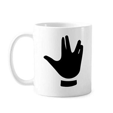 Imagem de Caneca preta com desenho de gesto de cerâmica e porcelana para café