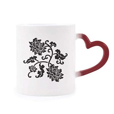 Imagem de Contorno de flores negras planta sensível ao calor caneca vermelha muda de cor