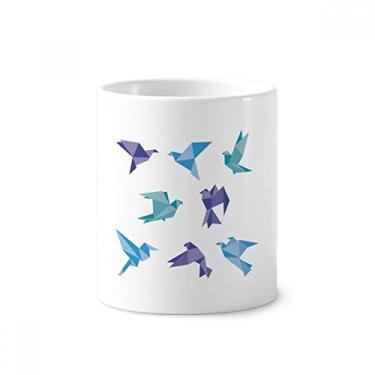 Imagem de Suporte para caneta de escova de dentes com estampa abstrata de origami colorido com suporte de cerâmica