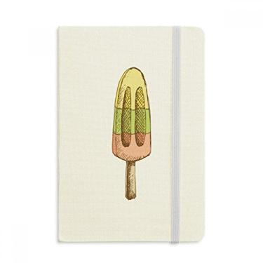 Imagem de Caderno de sorvete verde amarelo vermelho picolés oficial tecido capa dura diário clássico