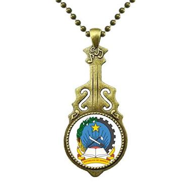 Imagem de DIYthinker Colar com emblema nacional Luanda Angola com pingente de guitarra antiga