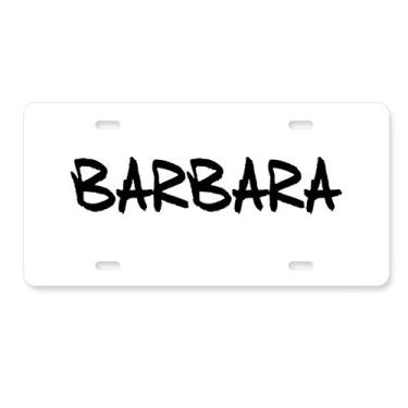 Imagem de DIYthinker Placa de licença especial de caligrafia nome inglês Barbara decoração de carro acessório de aço inoxidável