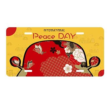 Imagem de DIYthinker Borboleta Flor Vermelha Sakura Placa de Carro Decoração Dia da Paz