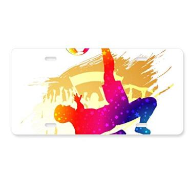Imagem de DIYthinker Placa de carro de aço inoxidável para decoração de placa de carro com jogador de futebol de torcida