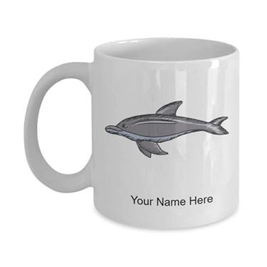 Imagem de Caneca de golfinho personalizada – Caneca de café para amantes de golfinhos, ideia de presente para meninos e meninas – Caneca de café de 325 ml