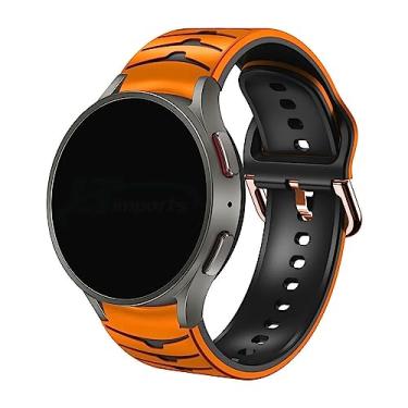 Imagem de Pulseira Borracha Curve LTIMPORTS compatível com Galaxy Watch 7/6/6 Classic/5/5 Pro/4/4 Classic e Galaxy Watch FE (20mm) (Laranja)