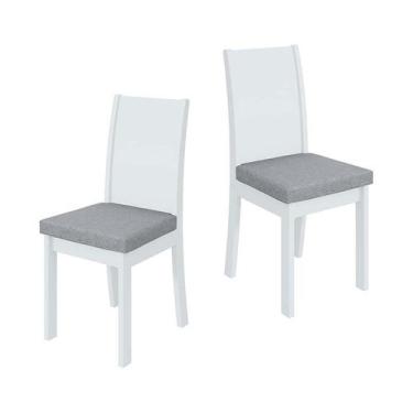 Imagem de Conjunto 2 Cadeiras Athenas Lopas Branco/Linho Cinza Claro