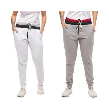 Imagem de Kit com 02 Calças de Moletom Feminina Skinny Saruel Confort-Feminino