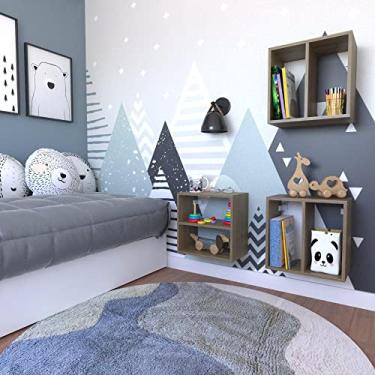 Imagem de Conjunto 3 Nichos Prateleira para Quarto Infantil Bramov Móveis Carvalho Mel