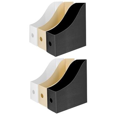 Imagem de Abaodam 6 Peças De Suporte De Arquivos De Documentos Rack De Armazenamento Caixas Bege Estante De Livros Suportes De Mesa Para Casa E Arquivo De Mesa Livros Preto Branco Livro Organizador