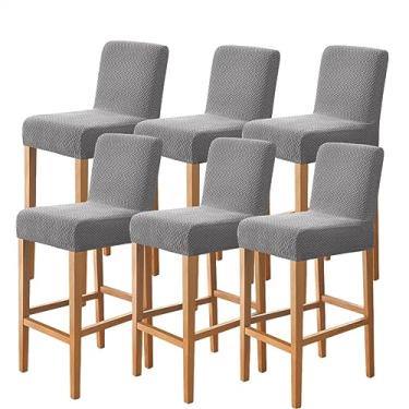 Imagem de Capas de banco de balcão de pub, capa de banco de barra de cor lisa de poliéster removível lavável com fundo elástico reutilizável capas de assento de banco de barra (Color : Medium gray, Size : 6pc
