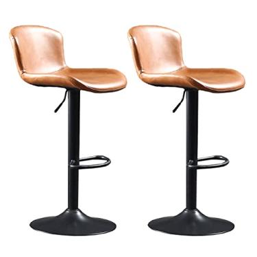 Imagem de Cadeiras de jantar cadeiras de sala de jantar bancos de bar com altura ajustável e rotação de 360°, banqueta alta ergonômica moderna cadeira de bar estofada para balcão de bar, cozinha e casa (conjunto de 2) Tudo está bem