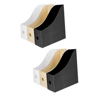 Imagem de ABOOFAN 6 Pçs Arquivo De Escritório E Documento De Mesa Caixa De Plástico Bege Caixas Pretas Estante De Livros Para Casa Organizador Livro Branco Caixa De Armazenamento Arquivos De Livros