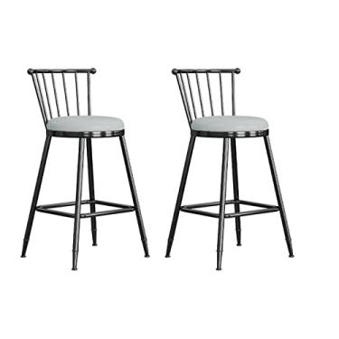 Imagem de Cadeiras de jantar cadeiras de sala de jantar bancos de bar pretos bancos de altura de balcão de meados do século Bancos de bar altos modernos de couro PU com encosto, bancos de ilha de cozinha conjunto de 1/2 tudo está bem