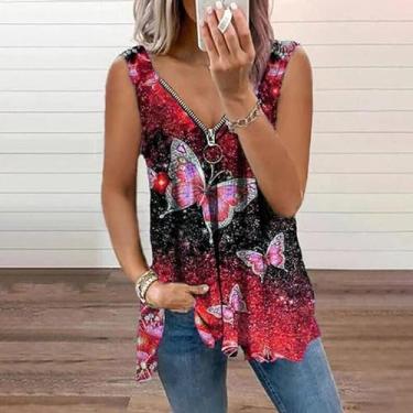 Imagem de yeacher 2021 verão quente estilo novo comércio exterior roupas femininas europeias e americanas com decote em v rosa zíper colete feminino camiseta sem mangas top verde 4 XL